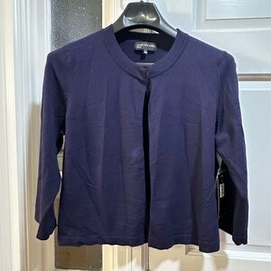 Jones New York Navy Open-Front Lightweight Cardigan